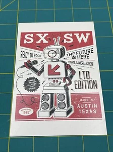 SXSW Robot Listo para Rock Edición Limitada Postal Austin Blanks Texas Coleccionistas - Imagen 1 de 2