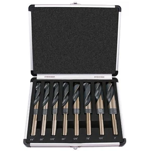 Juego de brocas grandes de 8 piezas premium de vástago reducido plateado y Deming en aluminio - Imagen 1 de 7