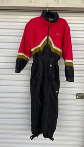Vintage Descente Ski Suit Snowsuit Red Black Insulted Colorblock Women's Size 6 - Picture 1 of 23