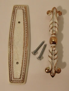 Amerock Bonaventure Regency White/Gold 3" Cabinet Handle & Backplate BP271-RW - Picture 1 of 2