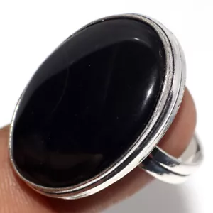 925 Silver Plated Black Onyx Ethnic Ring Handmade Jewelry Size US 8.5 GW - Picture 1 of 3