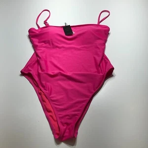Relleciga Swimsuit Womens Size XXL Neon Rose Pink One Piece High Cut Thong NWT - Picture 1 of 14