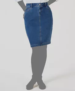 $50 Charter Club Women's Blue Denim Tummy-Control Skirt Petite Size 2P - Picture 1 of 3