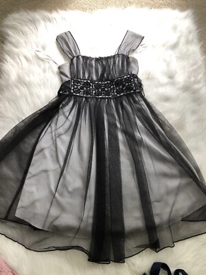 Vestido My Michelle Niña Talla 12 Elegante Evento Baile Sin Mangas Negro Blanco Foto 1 de 4