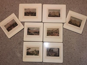 SET 8 LONDON ENGLAND BUCKINGHAM PALACE WINDSOR ACRYLIC PLACEMATS CORK BACKS - Picture 1 of 12