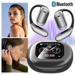 LCD Touch Screen Open-Ear Earbuds Wireless Bluetooth 5.4 Headphones Earphones - Picture 1 of 21
