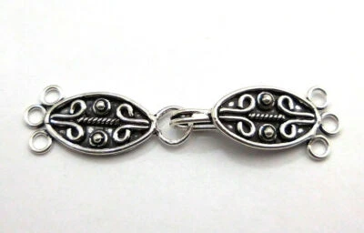 2 SET MULTI STRAND CLASP 3 STRAND ANTIQUE STERLING SILVER PLATED 537 MSD-216 - Image 1 of 3