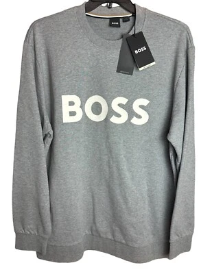 Hugo BOSS XXL Soleri Gris Terry Francés Pullover Sudadera Logo Grande Nuevo con Etiquetas $198 Foto 1 de 4