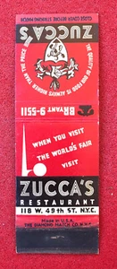 Libro de cerillas de la feria mundial de nueva york 1939/40 "zucca's restaurant" mb119 - Imagen 1 de 2