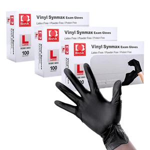 Lot 200-2000Pcs Black Vinyl Gloves Powder Free Latex & Nitrile Free Size L XL - Picture 1 of 13
