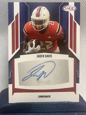 Jaden Davis AUTO Red 2024 Sage High Series Miami/Cardinals - Image 1 of 2