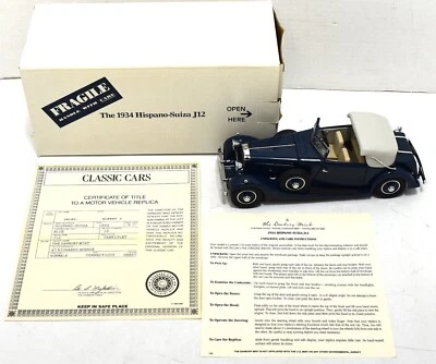 Danbury Mint 1934 Hispano-Suiza J12 Blue 1/24 Scale Diecast - w/ Box & Title - Image 1 of 4