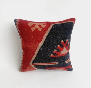 Throw Kilim Pillow Cover , Handwoven Kilim Pillow 16x16 , Vintage Decor - Picture 1 of 9