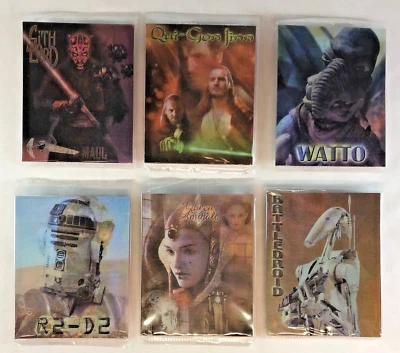 STAR WARS EPISODE 1 UK INTERLACE4d FLIP-IMAGES Complete Set of 6 OVERSIZED CARDS - Image 1 of 4