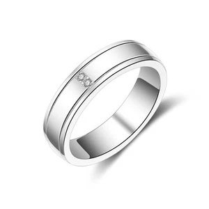 5.5mm Men's Silver Band AAA CZ Engagement Wedding Party 925 Silver Ring Sz 6-12 - Picture 1 of 11