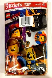 New Boys Character Lego Movie Briefs Multi Color 5 Briefs 100% Cotton Size 4 - Picture 1 of 4
