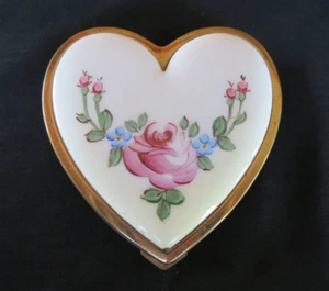 Vtg HEART Shaped Guilloche Enamel Compact No Mirror Well Loved Used - Picture 1 of 7