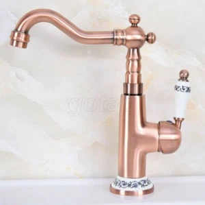 Antique Red Copper Kitchen Faucet 360 Swivel Bathroom Basin Sink Mixer Tap - Bild 1 von 9