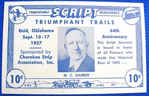1957 - Enid, OK - Striscia Cherokee con scritta trasferibile Triumphant Trails - #S1669 - Foto 1 di 2