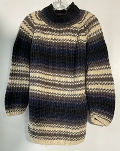 New York Style handgestrickter mehrfarbiger Damenpullover mit Stehkragen Größe Large - Bild 1 von 7