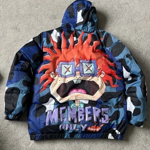 Members Only X Nickelodeon Chuckie Blue Puffer Jacket Camouflage Size Medium - Picture 1 of 17