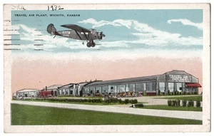 1932 Wichita, Kansas - Reiseflugzeug Manufacturing Plant - Luftfahrt Postkarte - Bild 1 von 2