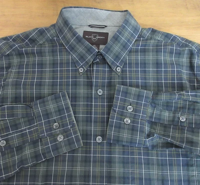 Camisa para hombre negra marrón 1826 grande verde a cuadros botón delantero manga larga cuello Foto 1 de 4