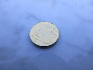 1 Euro Cent Fehlprägung in Gold Gelb (Nordisches Gold), Prägung G 2002 - Bild 1 von 2