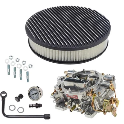Edelbrock 1405 Performer 600 CFM 手动碳水化合物/空气/燃料套件,BLK FIN — 第 1/4 张图片