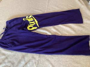 Victoria’s Secret Pink Boyfriend Sweatpants Navy Blue Yellow Logo XS  - Picture 1 of 6