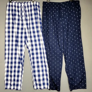 Nautica Sleepwear Pants Mens XL Gingham Anchor Print Lounge Pajama Set Cotton - Picture 1 of 13