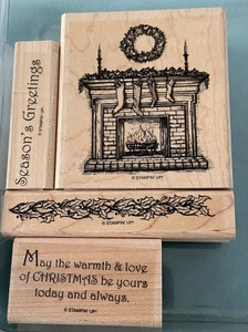 Stampin’ Up! - "Fireside Christmas" - Gummi & Holz 4 teiliges Stempelset - gebraucht - - Bild 1 von 4