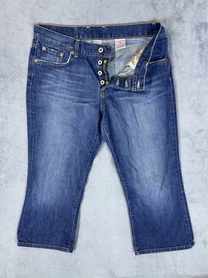 Pantalones de mezclilla Lucky Brand para mujer 10/30 azul Easy Rider recortados tiro medio botón mosca Foto 1 de 4