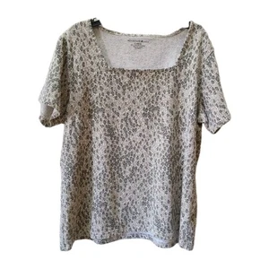 Mountain Lake Womens Lg Tunic Top Short Sleeve Pullover Brown Tan Print  - Picture 1 of 8