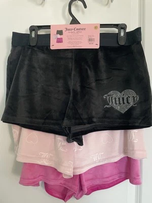 Juicy Couture Sleepwear Shorts Velour Pack of 3 Womens Large Black & Pink NEW - Image 1 of 4