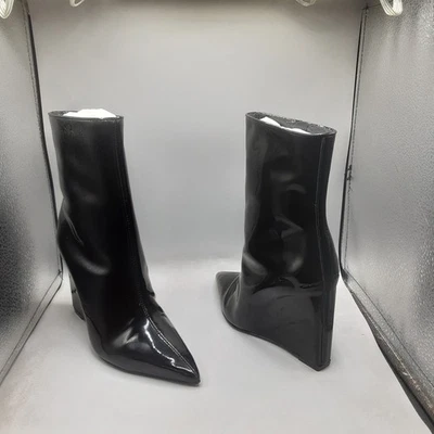 Schutz Asya Bootie女式5.5B黑色漆皮楔形A195 — 第 1/4 张图片