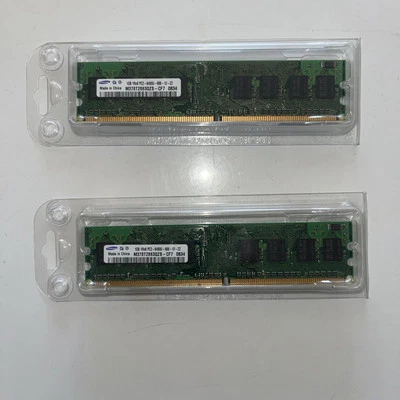 Pair Of Samsung 1GB 1Rx8 PC2-6400U DDR2 Desktop Memory Ram M378T2863QZS-CF7 - Image 1 of 4