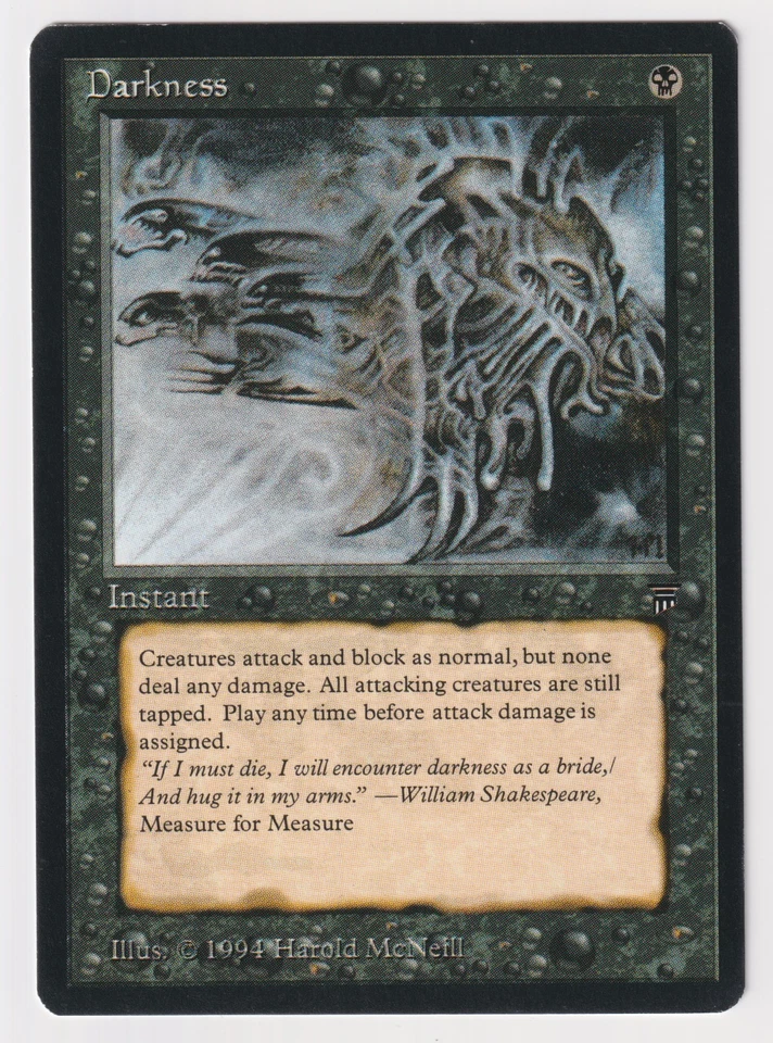 Darkness Proof MP Legends Artist Harold Arthur McNeill 1994 WOTC MTG Magic AP! - Image 1 of 2
