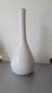 Vintage Swedish White Art Glass Cased Vase Mid Century Retro Label - Picture 1 of 6