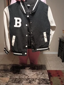 Kinder Mädchen Bomberjacke Schwarz/Weiß - Bild 1 von 4