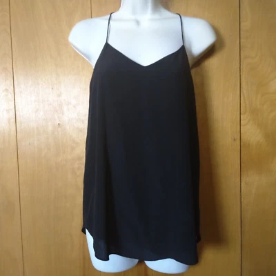 Club Monaco Women's XS Black Spaghetti Strap 100% Silk Pullover Blouse Lined - Image 1 of 4