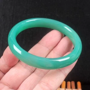 57MM Certified Natural Agate Chalcedony Green Jade Bracelet Bangle 0552 - Picture 1 of 10