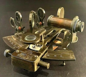 Vintage Maritime Brass Nautical Sextant Leather Case Kelvin Hughes London 1917 - Picture 1 of 6