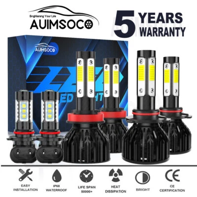 For Dodge Ram 1500 2500 SLT Cab Pickup 2009-2012 LED Headlight + Fog Light Bulbs - Image 1 of 4