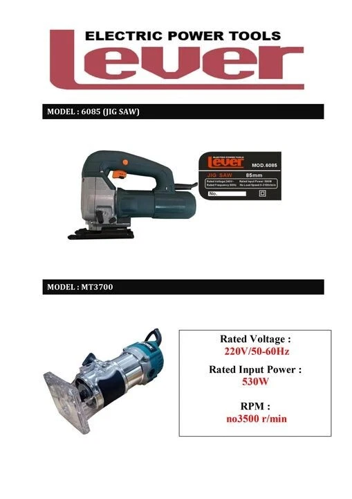 LEVER Jig Saw ( Model : 6085 ) 580W OR LEVER Jig Saw ( Model : MT3700 ) 530W - Image 1 of 4