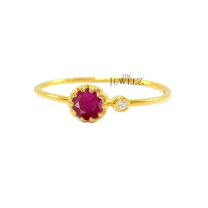 14K Gold  VS/F-G Diamond And Ruby Gemstone Ring  Size -3 to 8 US- The Jewelz - Picture 1 of 3