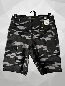 Lee Herren Cargo Shorts Schwarz Anthrazit Camouflage Gr. 40 Relaxed Fit, Stretch Neu mit Etikett - Bild 1 von 4