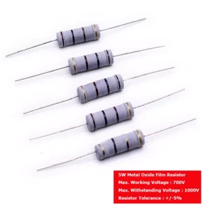 30 Value 5W Resistor Assorted Pack - 1Ω 10Ω 100Ω 1kΩ 10kΩ 1MΩ ±5% - Picture 1 of 6