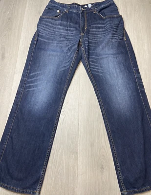 Vintage Rocawear Jeans Mens 36x33 Blue Denim Original Baggy Wide Leg Whiskering - Image 1 of 4