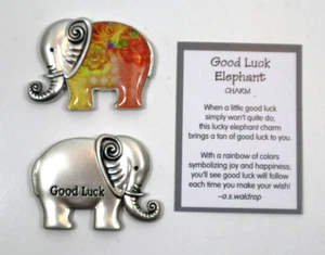 R3 GOOD LUCK ELEPHANT pocket mini figurine charm Ganz yellow peach lucky - Picture 1 of 11
